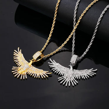 Hip-Hop Rock Eagle Stainless Steel Alloy Titanium Steel Plating Inlay Zircon Men'S Necklace Pendant