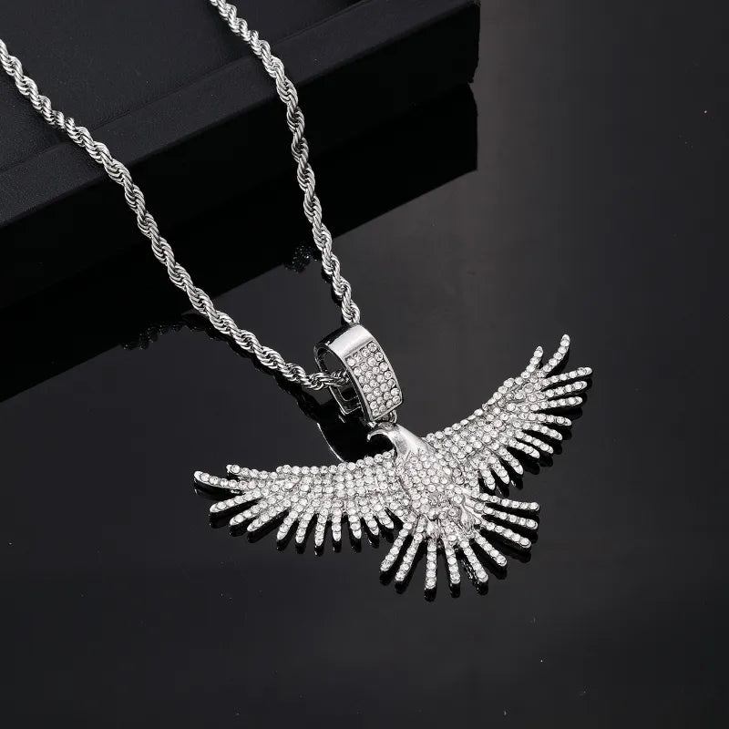 Hip-Hop Rock Eagle Stainless Steel Alloy Titanium Steel Plating Inlay Zircon Men'S Necklace Pendant