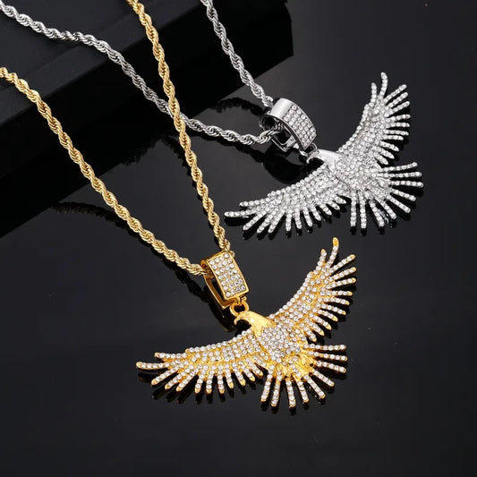 Hip-Hop Rock Eagle Stainless Steel Alloy Titanium Steel Plating Inlay Zircon Men'S Necklace Pendant