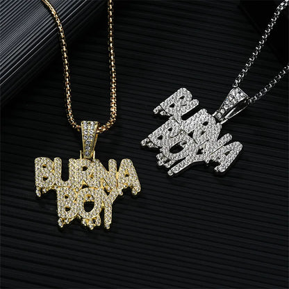 Hip-Hop Rock Letter 304 Stainless Steel Alloy Plating Inlay Rhinestones K Gold Plated Rhodium Plated Men'S Pendant Necklace