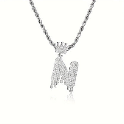 1PC Custmozed Name Letter Charm Necklace Stainless Steel Rope Chain Personal Name Letters Initials Charm Gold Jewelry Full Diamond Jewelry