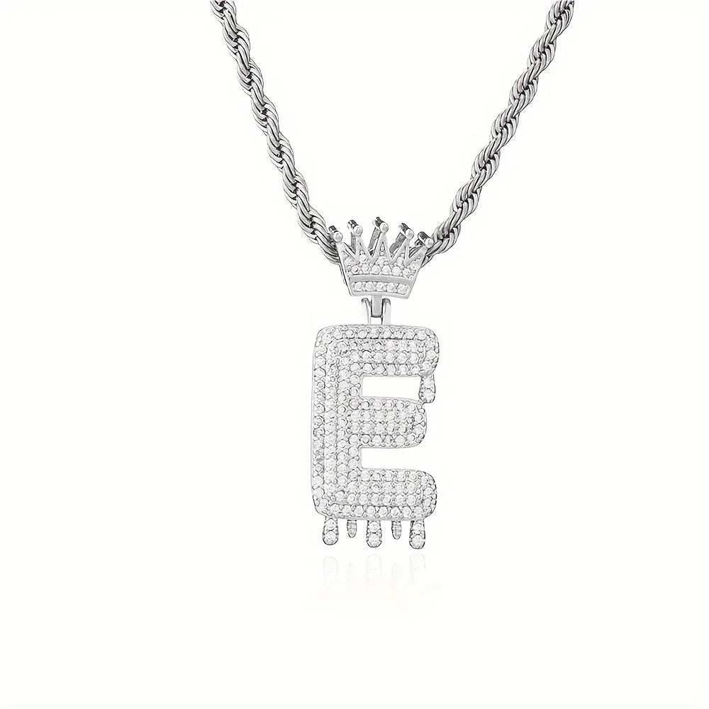 1PC Custmozed Name Letter Charm Necklace Stainless Steel Rope Chain Personal Name Letters Initials Charm Gold Jewelry Full Diamond Jewelry