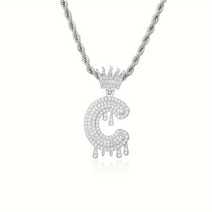 1PC Custmozed Name Letter Charm Necklace Stainless Steel Rope Chain Personal Name Letters Initials Charm Gold Jewelry Full Diamond Jewelry