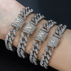 1PC A-Z Hiphop Man Personalized Name Letter Chain Bracelet Zinc Alloy Cutom Name Uppercase Letter Crown Cuba Chain Bracelets Full Diamond Heart Tennis Chain