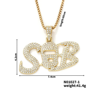 Hip-Hop Rock Letter Mask 304 Stainless Steel Alloy Plating Inlay Rhinestones K Gold Plated Rhodium Plated Men'S Pendant Necklace