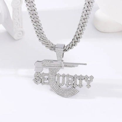 Hip-Hop Rock Letter Pistol Alloy Inlay Rhinestones Unisex Pendant Necklace