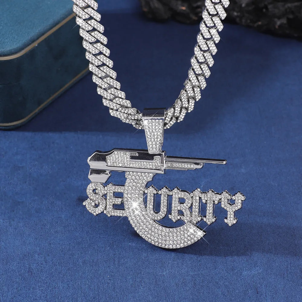 Hip-Hop Rock Letter Pistol Alloy Inlay Rhinestones Unisex Pendant Necklace