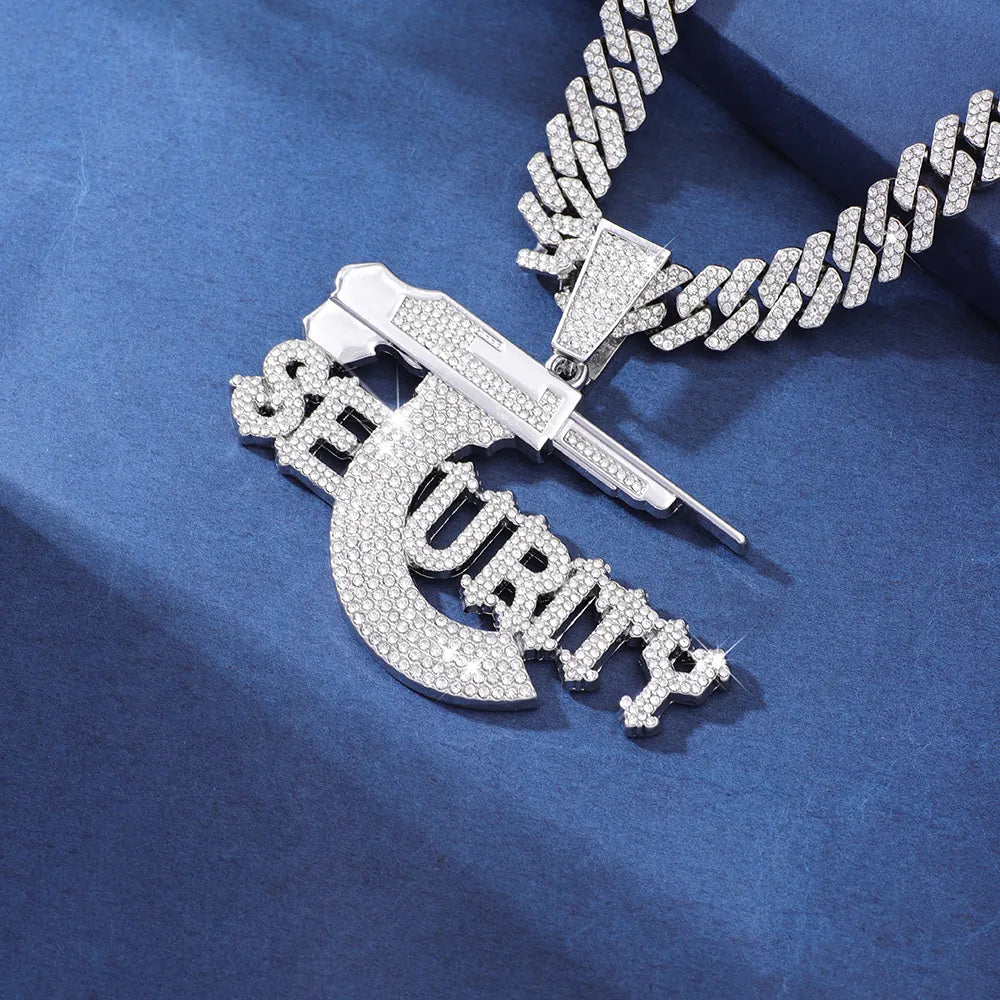 Hip-Hop Rock Letter Pistol Alloy Inlay Rhinestones Unisex Pendant Necklace