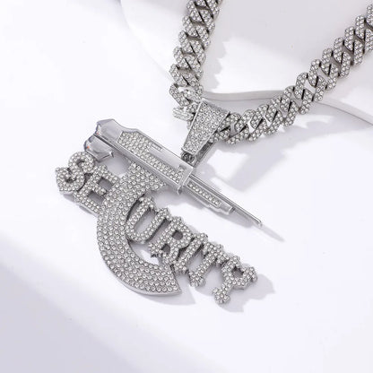 Hip-Hop Rock Letter Pistol Alloy Inlay Rhinestones Unisex Pendant Necklace