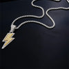 Hip-Hop Rock Lightning 304 Stainless Steel Alloy Inlay Rhinestones Rhodium Plated Unisex Pendant Necklace