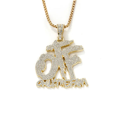 Hip-Hop Rock Modern Style Letter 304 Stainless Steel Alloy Plating Inlay Rhinestones K Gold Plated Rhodium Plated Men'S Pendant Necklace