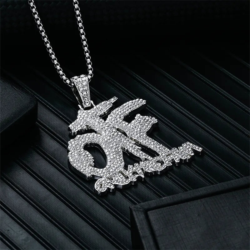 Hip-Hop Rock Modern Style Letter 304 Stainless Steel Alloy Plating Inlay Rhinestones K Gold Plated Rhodium Plated Men'S Pendant Necklace