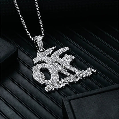 Hip-Hop Rock Modern Style Letter 304 Stainless Steel Alloy Plating Inlay Rhinestones K Gold Plated Rhodium Plated Men'S Pendant Necklace