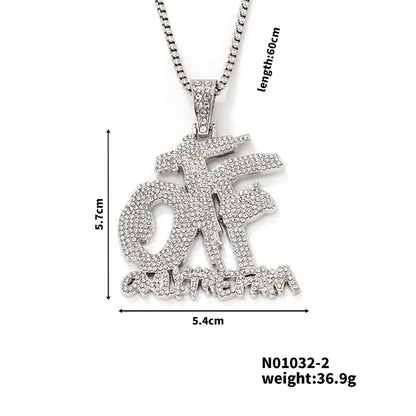 Hip-Hop Rock Modern Style Letter 304 Stainless Steel Alloy Plating Inlay Rhinestones K Gold Plated Rhodium Plated Men'S Pendant Necklace