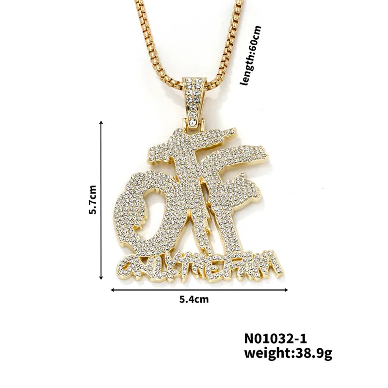 Hip-Hop Rock Modern Style Letter 304 Stainless Steel Alloy Plating Inlay Rhinestones K Gold Plated Rhodium Plated Men'S Pendant Necklace