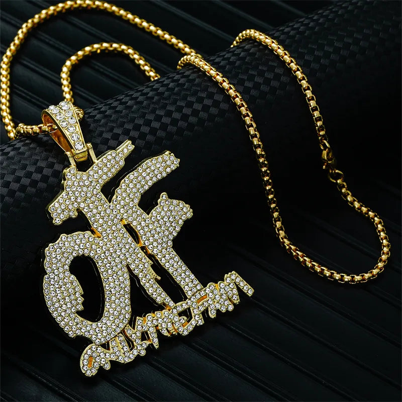 Hip-Hop Rock Modern Style Letter 304 Stainless Steel Alloy Plating Inlay Rhinestones K Gold Plated Rhodium Plated Men'S Pendant Necklace