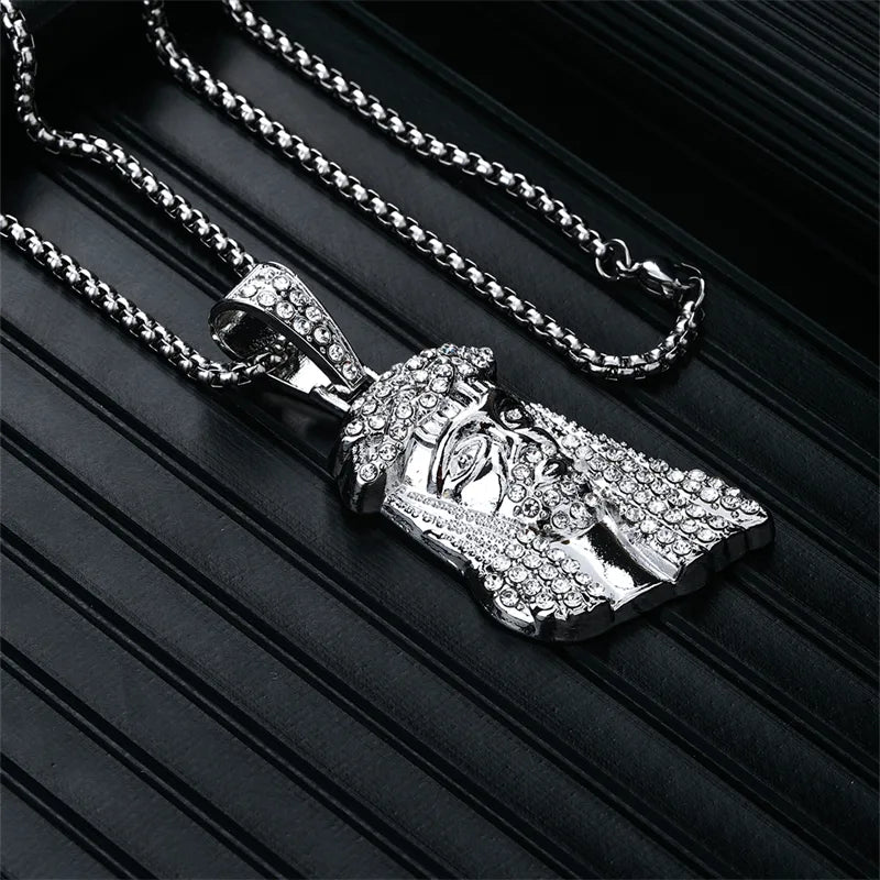 Hip-Hop Rock Modern Style Solid Color 304 Stainless Steel Alloy Plating Inlay Rhinestones K Gold Plated Rhodium Plated Men'S Pendant Necklace