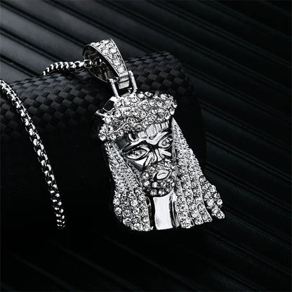 Hip-Hop Rock Modern Style Solid Color 304 Stainless Steel Alloy Plating Inlay Rhinestones K Gold Plated Rhodium Plated Men'S Pendant Necklace