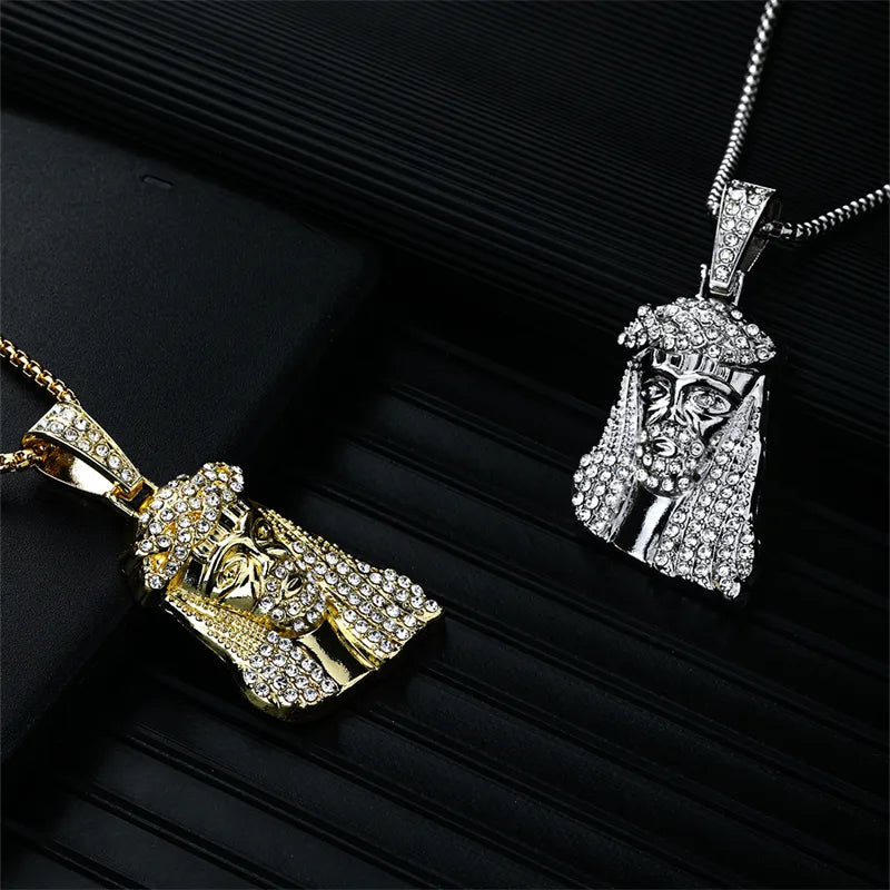 Hip-Hop Rock Modern Style Solid Color 304 Stainless Steel Alloy Plating Inlay Rhinestones K Gold Plated Rhodium Plated Men'S Pendant Necklace