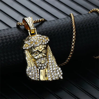 Hip-Hop Rock Modern Style Solid Color 304 Stainless Steel Alloy Plating Inlay Rhinestones K Gold Plated Rhodium Plated Men'S Pendant Necklace