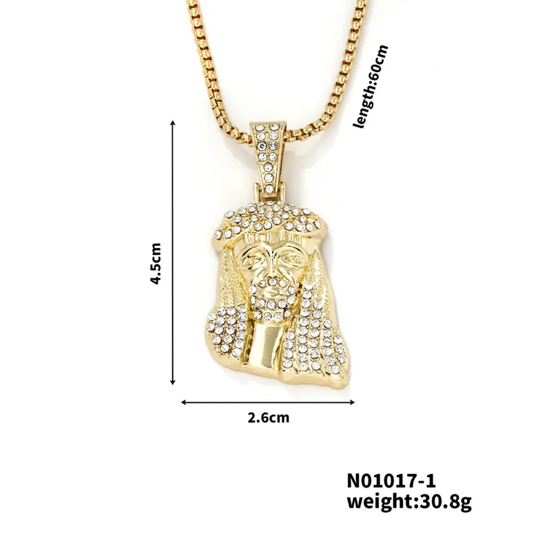 Hip-Hop Rock Modern Style Solid Color 304 Stainless Steel Alloy Plating Inlay Rhinestones K Gold Plated Rhodium Plated Men'S Pendant Necklace