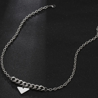 Hip-Hop Rock Modern Style Triangle 304 Stainless Steel Polishing Chain Unisex Pendant Necklace