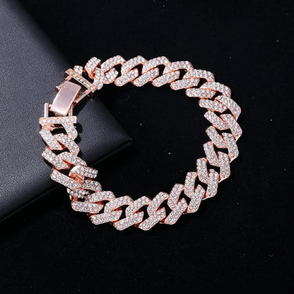 Hip-Hop Rock Punk Geometric Solid Color 304 Stainless Steel Plating Inlay Rhinestones K Gold Plated Rhodium Plated Men'S Bracelets