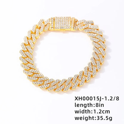 Hip-Hop Rock Punk Geometric Solid Color 304 Stainless Steel Plating Inlay Rhinestones K Gold Plated Rhodium Plated Men'S Bracelets