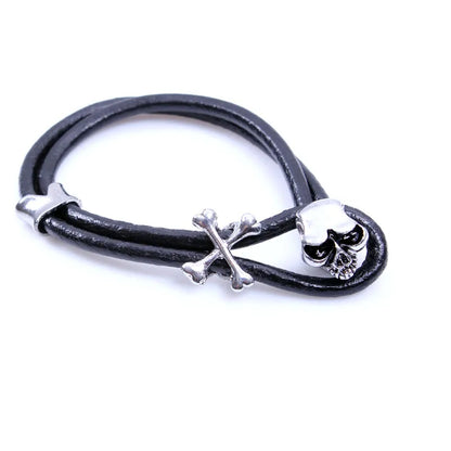 Hip-Hop Rock Punk Infinity Skull Pu Leather Alloy Leather Braid Men'S Bracelets