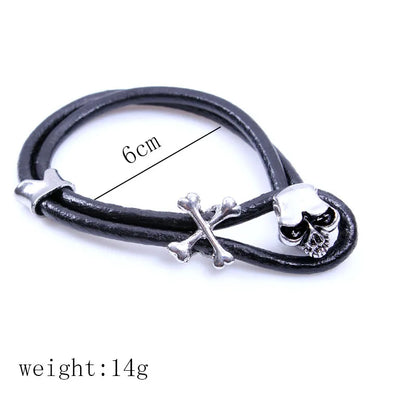 Hip-Hop Rock Punk Infinity Skull Pu Leather Alloy Leather Braid Men'S Bracelets