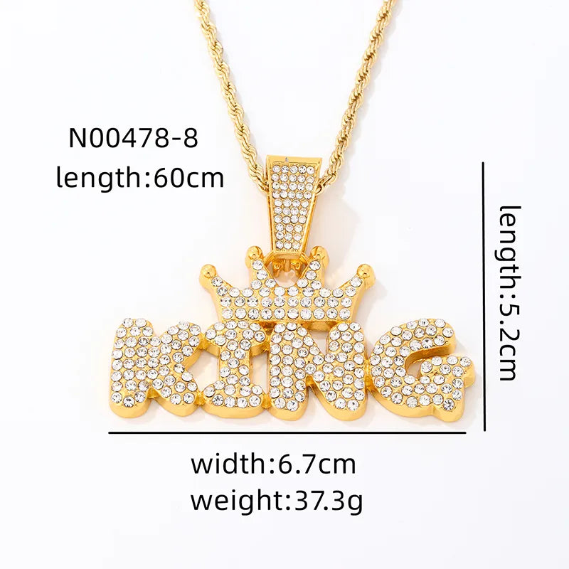 Hip-Hop Rock Punk Letter Stainless Steel Alloy Plating Inlay Zircon Gold Plated Silver Plated Men'S Pendant Necklace