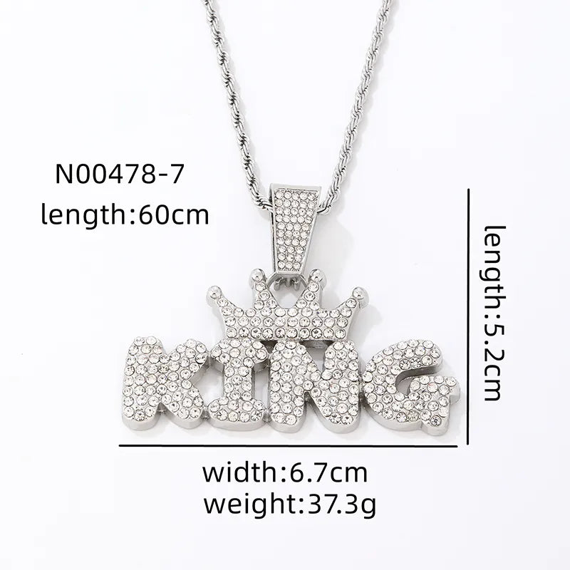 Hip-Hop Rock Punk Letter Stainless Steel Alloy Plating Inlay Zircon Gold Plated Silver Plated Men'S Pendant Necklace