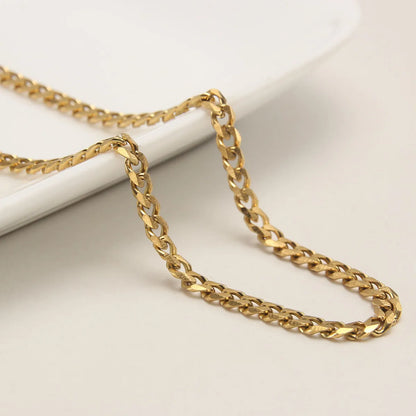 Wholesale Jewelry Hip-Hop Rock Punk Solid Color 304 Stainless Steel 18K Gold Plated Plating Necklace