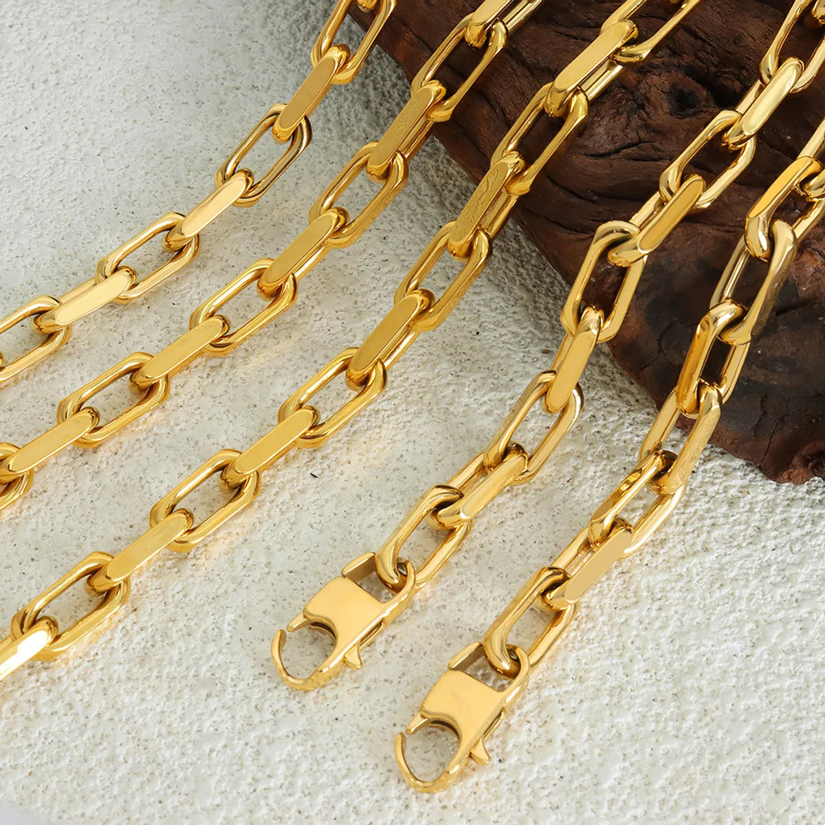 Wholesale Hip-hop Rock Punk Solid Color Titanium Steel Plating 18k Gold Plated Bracelets Necklace