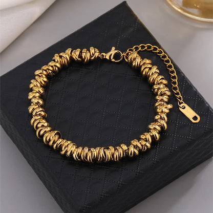 Hip-Hop Rock Round Multicolor 304 Stainless Steel 18K Gold Plated Rose Gold Plated Bracelets In Bulk