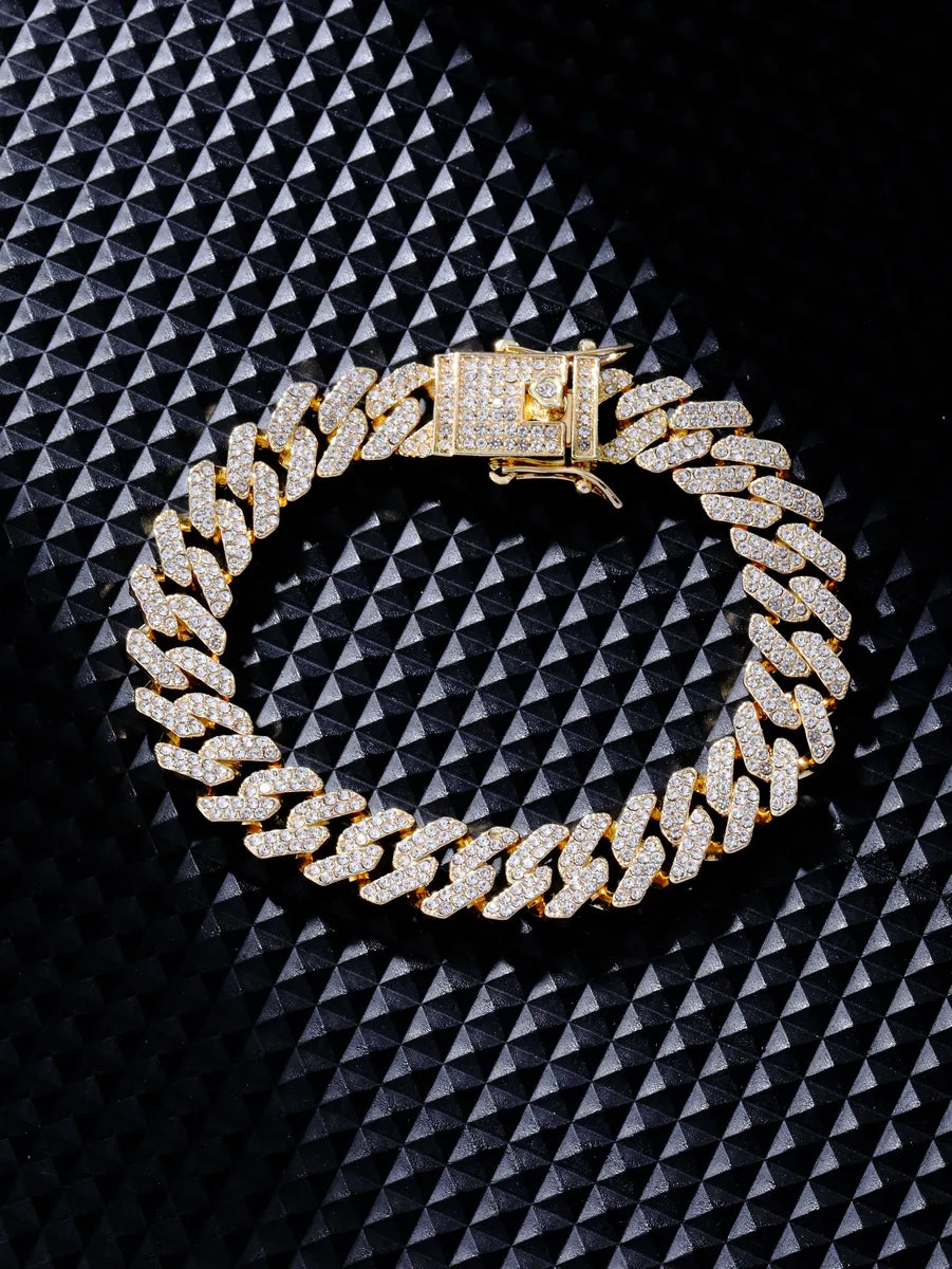 Hip-hop Rock Simple Style Twist Alloy Plating Metal Button Inlay Rhinestones 18k Gold Plated Gold Plated Silver Plated Unisex Bracelets