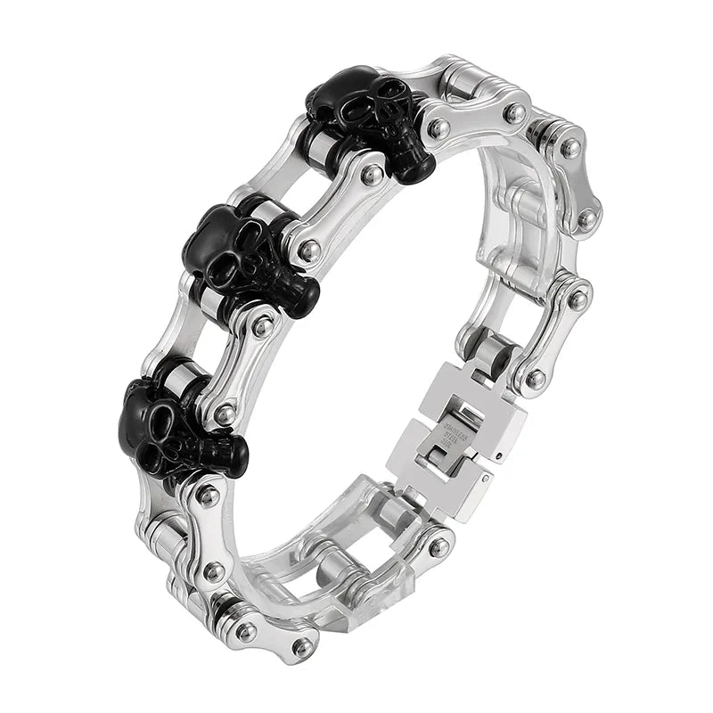 Hip-Hop Rock Skull Stainless Steel 18K Gold Plated Men'S Bracelets