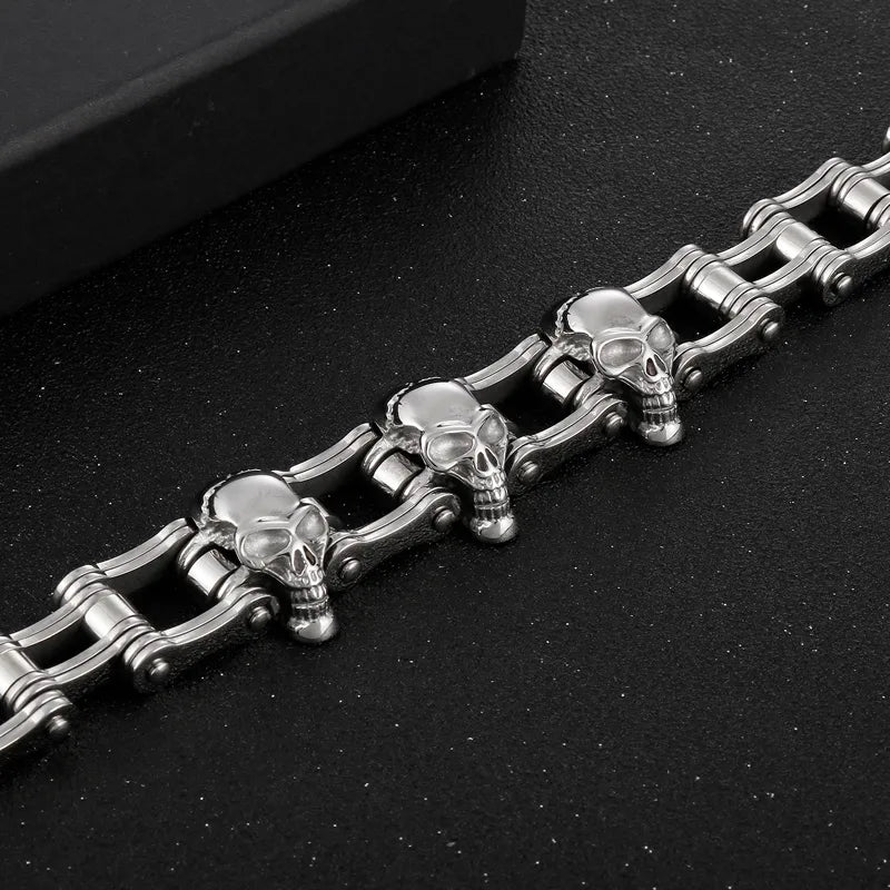 Hip-Hop Rock Skull Stainless Steel 18K Gold Plated Men'S Bracelets