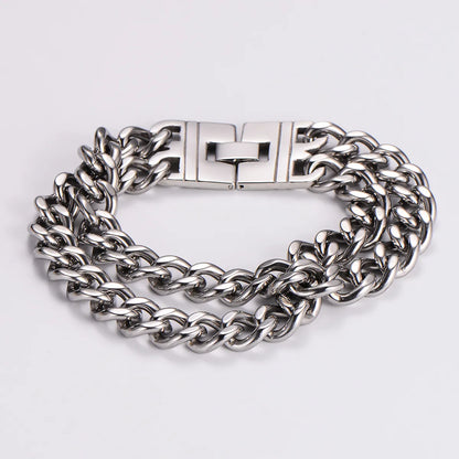 Hip-Hop Rock Solid Color Stainless Steel 18K Gold Plated Men'S Bracelets