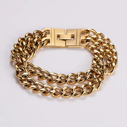 Hip-Hop Rock Solid Color Stainless Steel 18K Gold Plated Men'S Bracelets