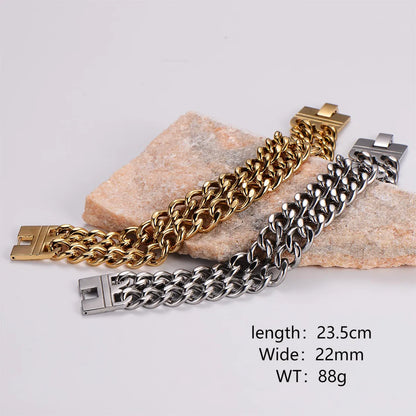 Hip-Hop Rock Solid Color Stainless Steel 18K Gold Plated Men'S Bracelets