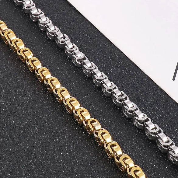 Hip-Hop Rock Solid Color Titanium Steel Patchwork 18K Gold Plated Men'S Necklace