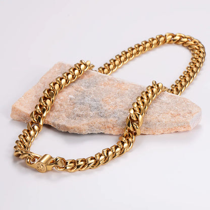 304 Stainless Steel 18K Gold Plated Hip-Hop Rock Plating Solid Color Necklace