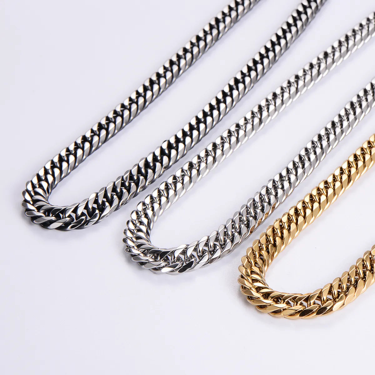 304 Stainless Steel Hip-Hop Rock Polishing Plating Solid Color Long Necklace