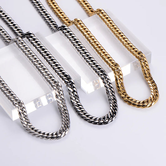 304 Stainless Steel Hip-Hop Rock Polishing Plating Solid Color Long Necklace