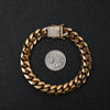 Hip Hop Rock Stainless Steel Cuban Chain Lock Necklace Bracelet With Geometric Pattern And Casting Process