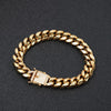 Hip Hop Rock Stainless Steel Cuban Chain Lock Necklace Bracelet With Geometric Pattern And Casting Process
