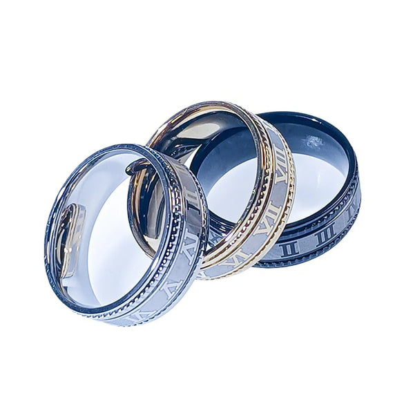 Hip-Hop Roman Numeral Titanium Steel Plating Men'S Rings