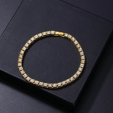 Hip-hop Round Copper Zircon Bracelets Necklace In Bulk