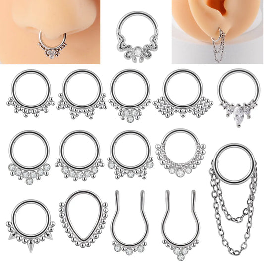 Hip-hop Round Stainless Steel Plating Nose Ring